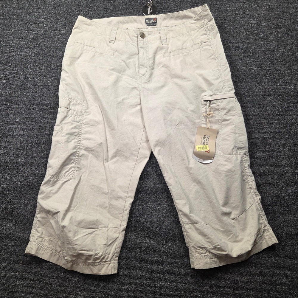 Royal Robbins Maori Canvas Crop Pants Womens 12 Tan Hiking Utility Gorpcore NEW